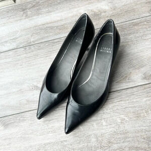 Stuart  Weitzman Black Leather Kitten Heel Pumps Made in Spain